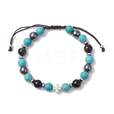 Gemstone Braided Bead Bracelets BJEW-JB11139-1