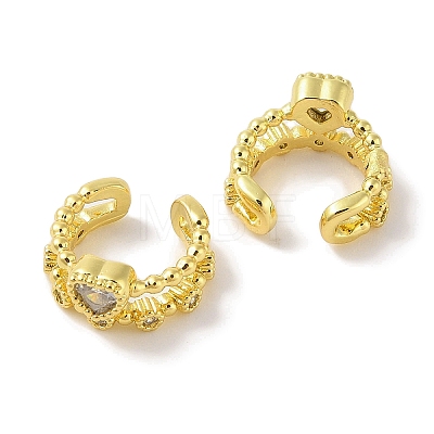 Brass Micro Pave Clear Cubic Zirconia Cuff Earrings for Women EJEW-I305-01G-1