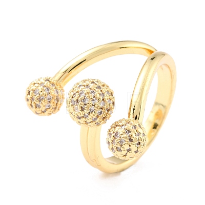 Brass Micro Pave Clear Cubic Zirconia Cuff Rings RJEW-K233-59G-1