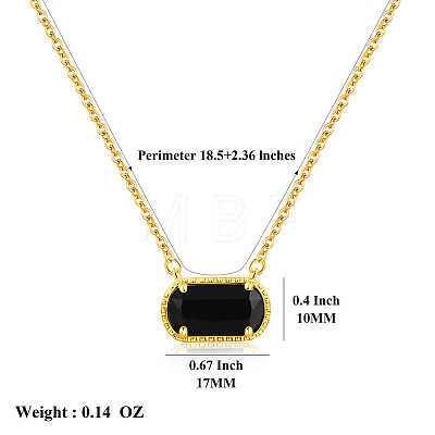 304 Stainless Steel Pave Cubic Zirconia Oval Birth Stone Pendant Necklaces for Women FS-WGC2097-09-1