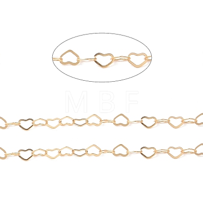 Brass Flat Heart Link Chains CHC-M023-05G-1