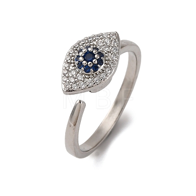 Brass Micro Pave Cubic Zirconia Rotating Cuff Rings RJEW-S636-02P-1