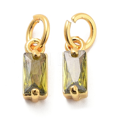 Brass Micro Pave Cubic Zirconia Charms X-ZIRC-F111-03G-09-1