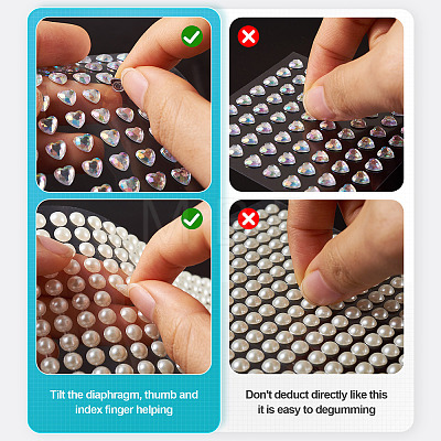 16 Sheets 4104Pcs Acrylic Imitation Pearl Stickers and Acrylic Rhinestone Gems Stickers DIY-TA0004-56-1
