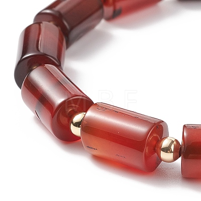 Natural Gemstone Column Beaded Stretch Bracelet BJEW-JB08658-1
