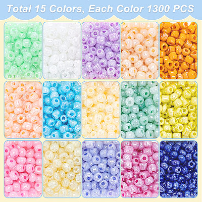 15 Colors Glass Seed Beads SEED-PH0012-08-WH-1