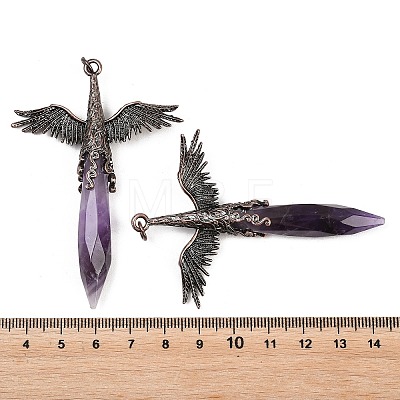 Natural Amethyst Faceted Pointed Bullet Shaped Big Pendants G-T145-01R-06-1