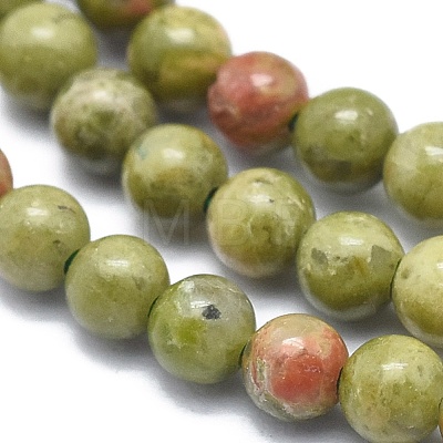 Natural Unakite Beads Strands G-A177-04-04-1