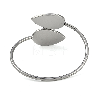 304 Stainless Steel Blank Bangle Bases with Teardrop Tray STAS-Z088-01P-06-1