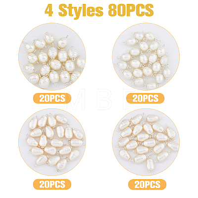 80Pcs 4 Styles Acrylic Imitation Pearl Pendants FIND-FH0007-08-1