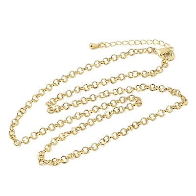 3.5MM Brass Rolo Chain Necklaces for Women NJEW-F366-02B-1