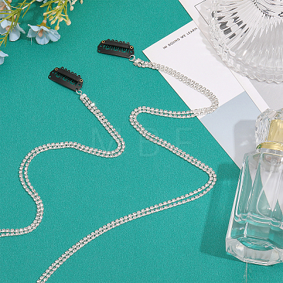 10Pcs Rhinestone Snap Hair Clips Tassel Hair Extension Chain OHAR-CA0001-06-1