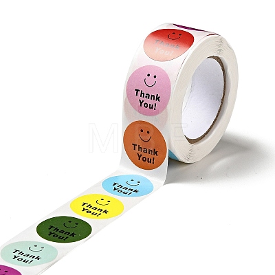 Round Dot Paper Thank You Stickers Roll X-DIY-D078-12-1