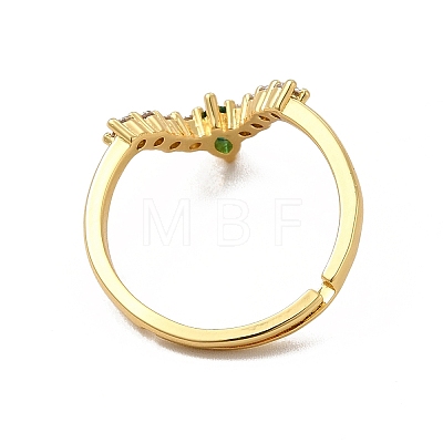 Green Cubic Zirconia Oval Adjustable Ring RJEW-C048-15G-1