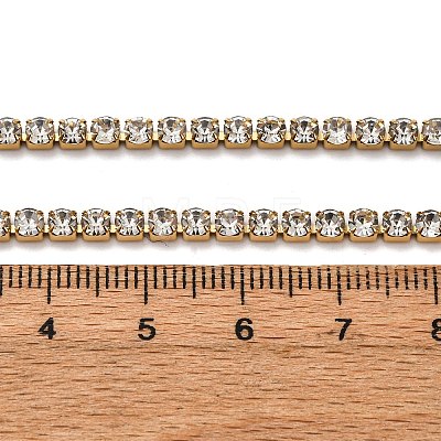 3MM 304 Stainless Steel Rhinestone Cup Chain Necklaces for Women NJEW-G175-01G-02-1