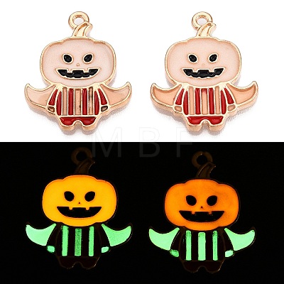 Halloween Theme Rack Plating Luminous Alloy Enamel Pendants ENAM-N056-232G-1