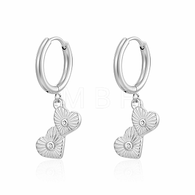 Stainless Steel Heart Dangle Earrings for Women MB0260-2-1