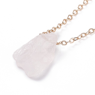 Irregular Raw Natural Gemstone Pendant Necklace with Brass Chain for Women NJEW-JN03832-1