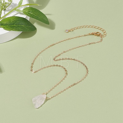 Irregular Raw Natural Rose Quartz Pendant Necklace with Brass Chain NJEW-JN03832-01-1