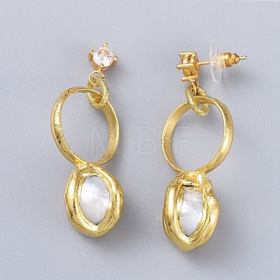 Brass Dangle Stud Earrings EJEW-E249-31A-1