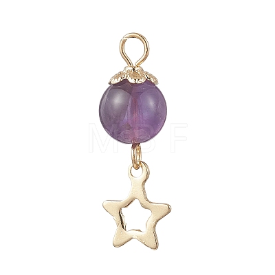 3Pcs 3 Styles Natural Amethyst Pendants PALLOY-JF04756-01-1