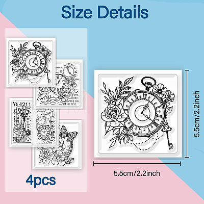 4Pcs 4 Styles PVC Stamp DIY-WH0487-0013-1