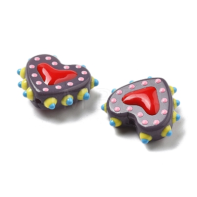 Baking Paint Glass Bumpy Beads Heart LAMP-V001-07A-1