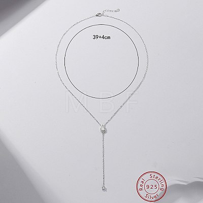 Rhodium Plated 925 Sterling Silver Lariat Necklace PK2144-2-1