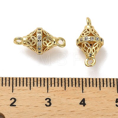 Brass Micro Pave Clear Cubic Zirconia Bicone Connector Charms ZIRC-P112-04G-1