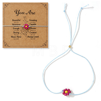 Daisy Charm Glass Seed Bead Slider Bracelets JL6020-15-1