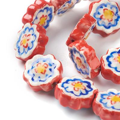 Handmade Porcelain Flower Beads Strands PORC-G006-14D-1