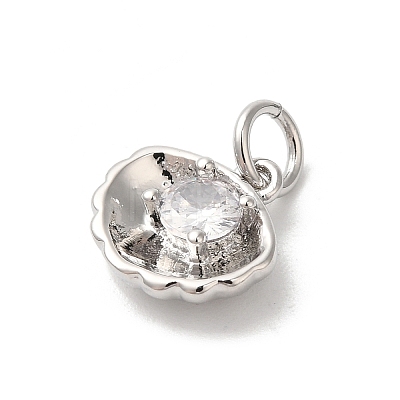 Rack Plating Brass Clear Cubic Zirconia Charms KK-Z056-29P-1