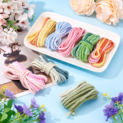 8 Bags 8 Colors 3-Ply Round Cotton Twisted Cord OCOR-TA0003-82A-1
