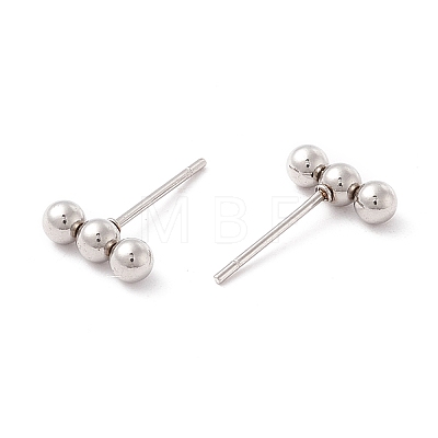 Tarnish Resistant 201 Stainless Steel Beaded Horizontal Bar Stud Earrings with 316 Stainless Steel Pin for Women X-STAS-K238-01P-1