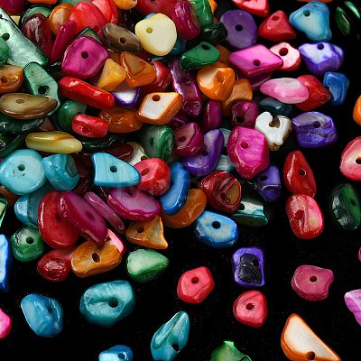 1 Strand Natural Chip Dyed Shell Beads Strands G-FS0005-77-1
