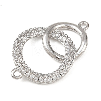 Brass Micro Pave Clear Cubic Zirconia Links Connector Charms KK-K413-05P-1