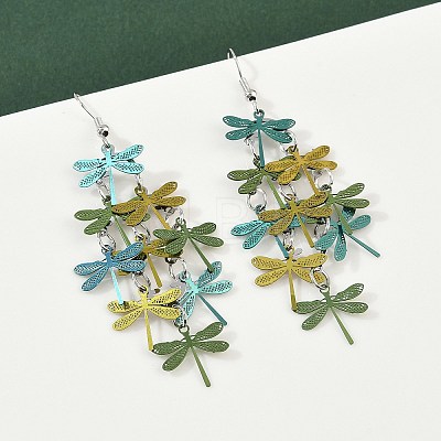 430 Stainless Steel Dragonfly Dangle Earrings EJEW-A137-04P-04-1