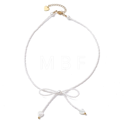 Glass Seed Pendants Necklaces for Women NJEW-MZ00031-02-1