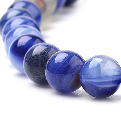 Natural Striped Agate/Banded Agate Beads Strands G-S259-04B-6mm-1