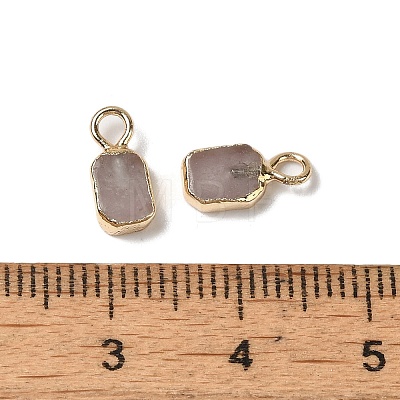 Natural Rose Quartz Rectangle Charms G-Q169-07G-10-1