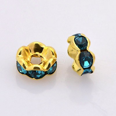 Brass Rhinestone Spacer Beads RB-A014-L8mm-06G-1