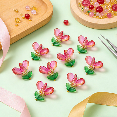 10Pcs Glass Pendants PALLOY-SZ00062-1