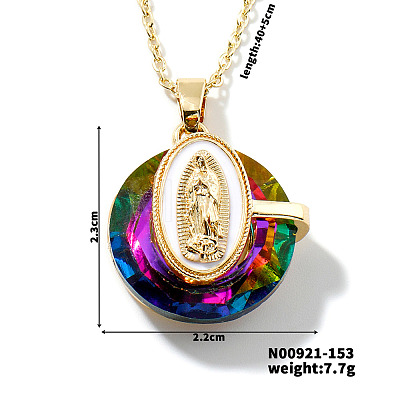 Luxury Fashionable American and European Style Brass Glass Virgin Mary Pendant Necklaces for Women DB7560-8-1