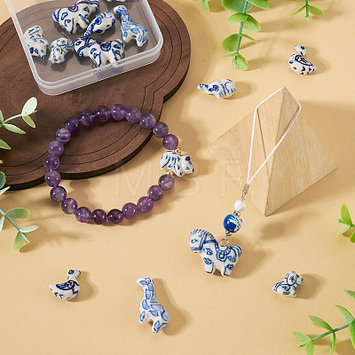 12Pcs 6 Styles Handmade Porcelain Beads PORC-TA0001-68-1