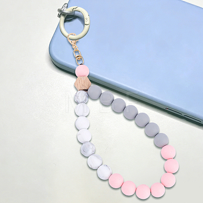 1Pc Silicone & Wood Pendant Decorations HJEW-BM0001-61A-1