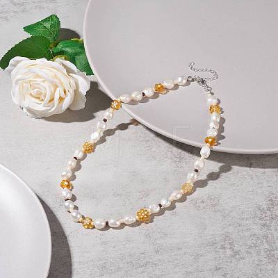 Natural Pearl Beaded Necklace NJEW-TA00018-01-1