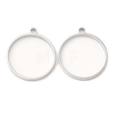 Non-Tarnish 304 Stainless Steel Open Back Bezel Flat Round Pendants X-STAS-Z040-04B-P-1