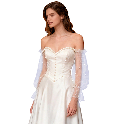 Polyester Detachable Mesh Puff Sleeves AJEW-WH0485-43A-1