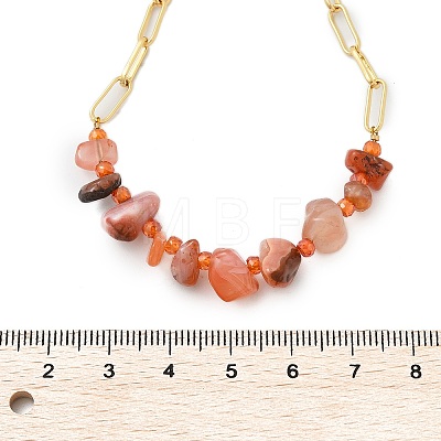 Natural Red Agate Chip Beaded Necklaces NJEW-C070-04G-01-1