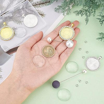 DIY Flat Round Pendant Brooch Making Kits DIY-CA0004-03-1